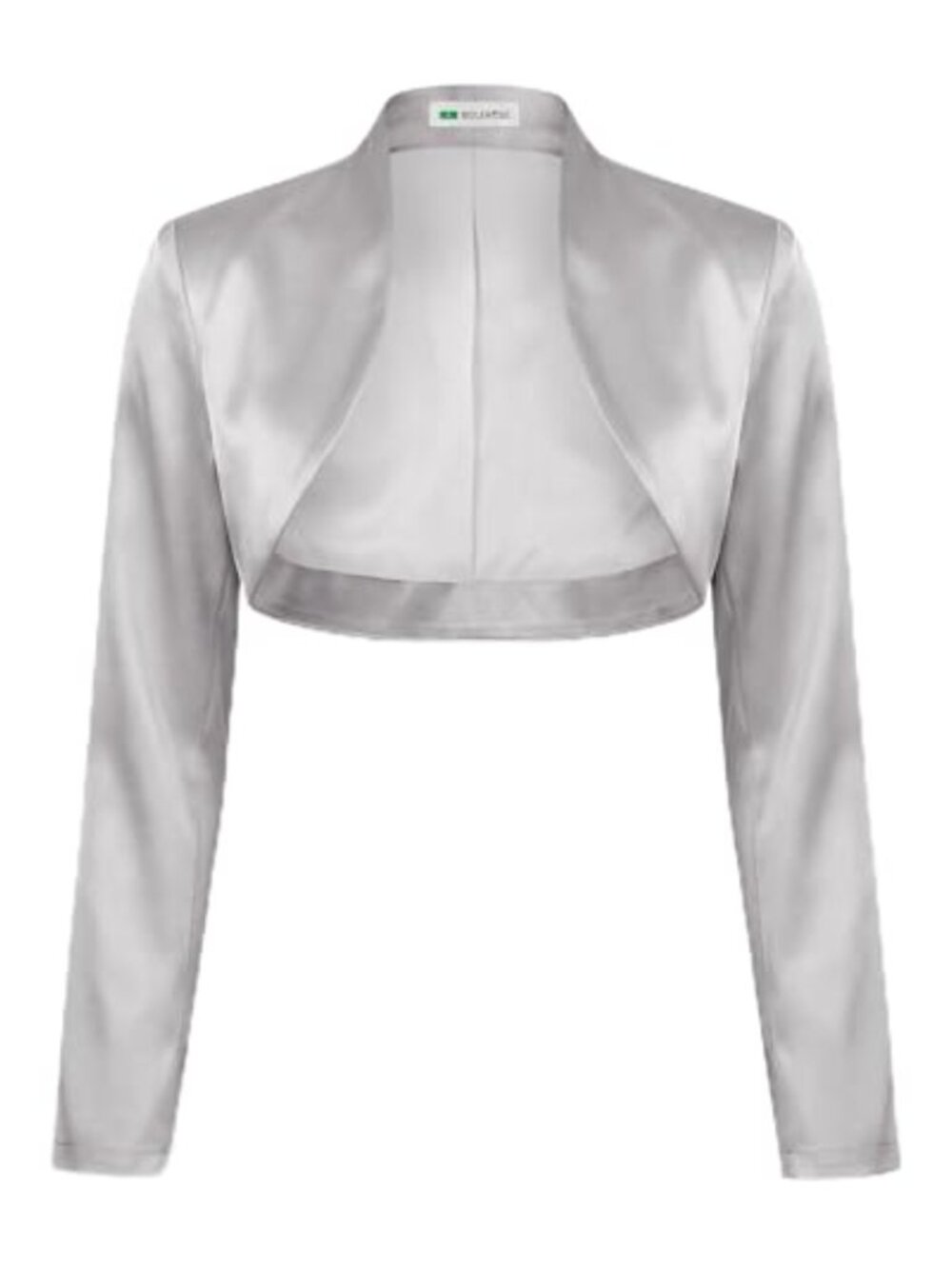 Satin Bolero Jacket Open Front Long Sleeve Formal Bridal Shrug
